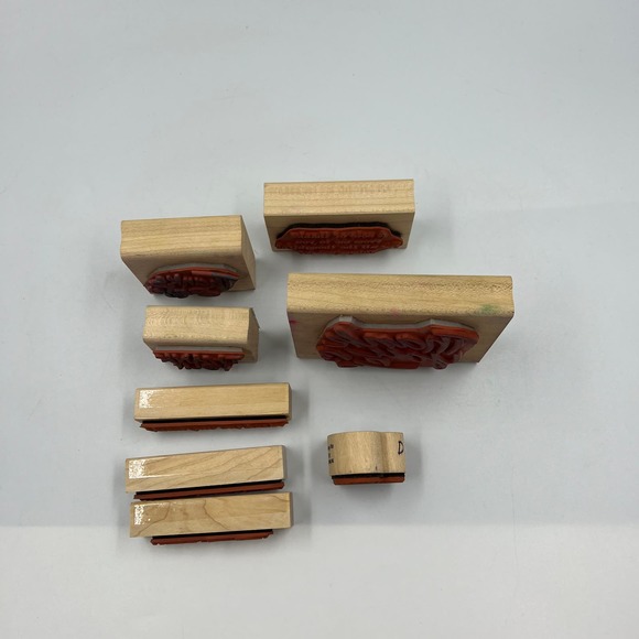 Vintage Lot 8 Piece Rubber Stamps Thank You Theme Junk Journaling Stationary - Picture 6 of 9